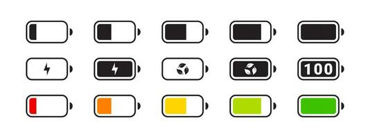 dispositif batterie Icônes ensemble. batterie charge niveau. téléphone intelligent batterie. vecteur évolutif graphique