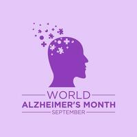 monde la maladie d'Alzheimer mois est observé chaque année dans septembre. septembre est monde la maladie d'Alzheimer mois. vecteur modèle pour bannière, salutation carte, affiche avec Contexte. vecteur illustration.