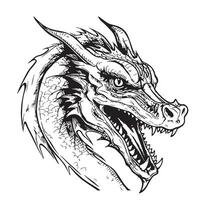 dragon mystique esquisser tiré dans griffonnage style vecteur illustration