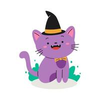 mignonne Halloween chat dans chapeau vecteur