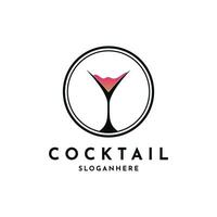 ancien rétro cocktail bar logo conception avec cercle vecteur