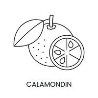 agrumes fruit calamondin, représenté comme une vecteur ligne icône pour nourriture allergène alertes sur emballage.