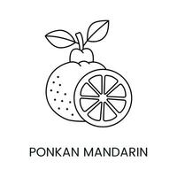 agrumes fruit ponkan mandarin, ligne icône dans vecteur à indiquer sur nourriture emballage à propos le présence de cette allergène