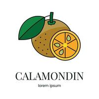 agrumes fruit calamondin, représenté comme une vecteur ligne icône pour nourriture allergène alertes sur emballage.