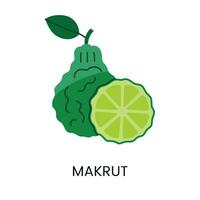 agrumes fruit kaffir citron vert ou kombava ou Makrout, ligne icône dans vecteur à indiquer sur nourriture emballage à propos le présence de cette allergène.