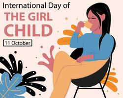illustration vecteur graphique de une fille est séance et en buvant une tasse de café, parfait pour international jour, international journée de fille enfant, célébrer, salutation carte, etc.