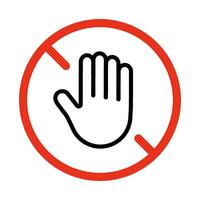 main Arrêtez symbole, geste de interdiction icône. limite signe. geste non. danger à touche. icône de paume dans rouge restriction cercle. vecteur illustration