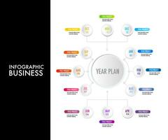 12 mois projets année plan , temps ligne jalon vecteur