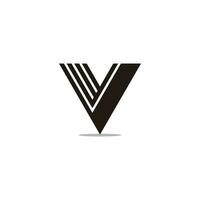 lettre v rayures 3d plat logo vecteur