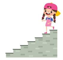 dessin animé enfant en marchant vers le bas sur escaliers vecteur