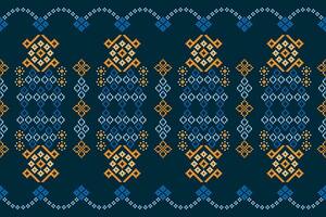 ethnique géométrique en tissu modèle traverser point.ikat broderie ethnique Oriental pixel modèle bleu Contexte. abstrait, vecteur, illustration. texture, vêtements, cadre, décoration, motifs, soie fond d'écran. vecteur