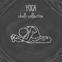 Craie yoga pose illustrations sur tableau noir vecteur