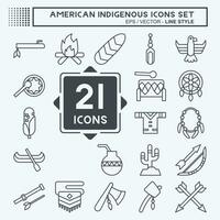 icône ensemble américain indigène. en relation à primitif symbole. ligne style. Facile conception modifiable. Facile illustration vecteur