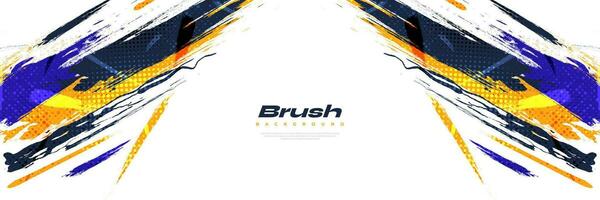 abstrait brosse Contexte dominé par bleu et Jaune Couleur avec demi-teinte effet. brosse accident vasculaire cérébral illustration pour bannière, affiche, ou des sports Contexte. rayure et texture éléments pour conception vecteur