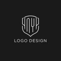 initiale New York logo monoline bouclier icône forme avec luxe style vecteur