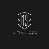 initiale SP logo monoline bouclier icône forme avec luxe style vecteur