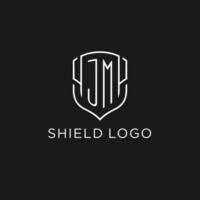 initiale jm logo monoline bouclier icône forme avec luxe style vecteur