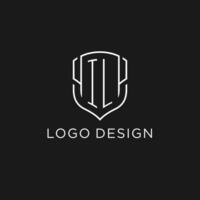 initiale il logo monoline bouclier icône forme avec luxe style vecteur