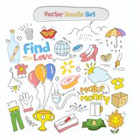 Jeu de doodle coloré de vecteur