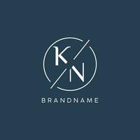 initiale lettre kn logo monogramme avec cercle ligne style vecteur