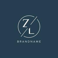 initiale lettre zl logo monogramme avec cercle ligne style vecteur