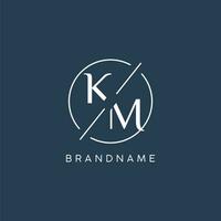 initiale lettre km logo monogramme avec cercle ligne style vecteur