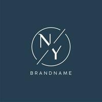 initiale lettre New York logo monogramme avec cercle ligne style vecteur