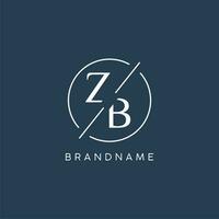 initiale lettre zb logo monogramme avec cercle ligne style vecteur