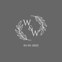 initiale lettre ww monogramme mariage logo avec Créatif feuilles décoration vecteur