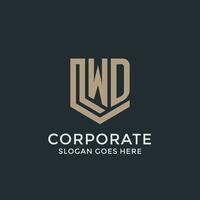 initiale wd logo bouclier garde formes logo idée vecteur