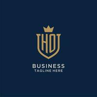 ho initiale bouclier couronne logo vecteur