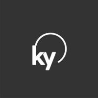 ky initiale logo avec arrondi cercle vecteur