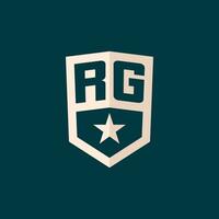 initiale rg logo étoile bouclier symbole avec Facile conception vecteur