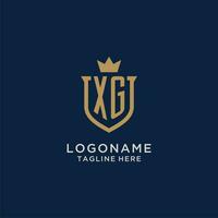 xg initiale bouclier couronne logo vecteur