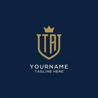 tr initiale bouclier couronne logo vecteur