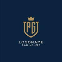 pg initiale bouclier couronne logo vecteur