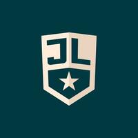 initiale jl logo étoile bouclier symbole avec Facile conception vecteur