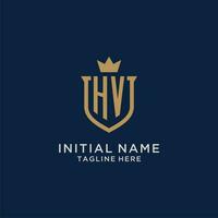 hv initiale bouclier couronne logo vecteur