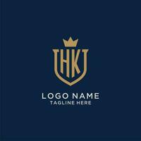 hk initiale bouclier couronne logo vecteur