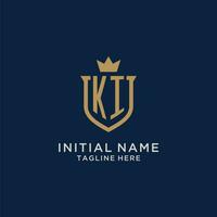 ki initiale bouclier couronne logo vecteur