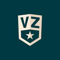 initiale vz logo étoile bouclier symbole avec Facile conception vecteur