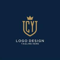 cy initiale bouclier couronne logo vecteur