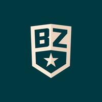 initiale bz logo étoile bouclier symbole avec Facile conception vecteur