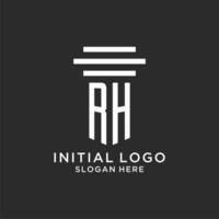 rh initiales avec Facile pilier logo conception, Créatif légal raffermir logo vecteur