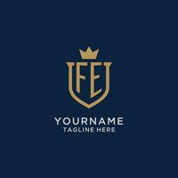 fe initiale bouclier couronne logo vecteur