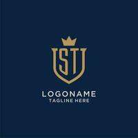 st initiale bouclier couronne logo vecteur