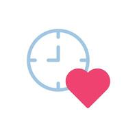 montre intelligente l'amour icône bichromie bleu rose style Valentin illustration symbole parfait. vecteur