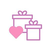 cadeau l'amour icône bichromie violet rose style Valentin illustration symbole parfait. vecteur