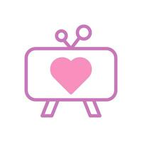 la télé l'amour icône bichromie violet rose style Valentin illustration symbole parfait. vecteur