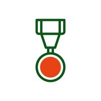 médaille icône bichromie vert Orange Couleur militaire symbole parfait. vecteur